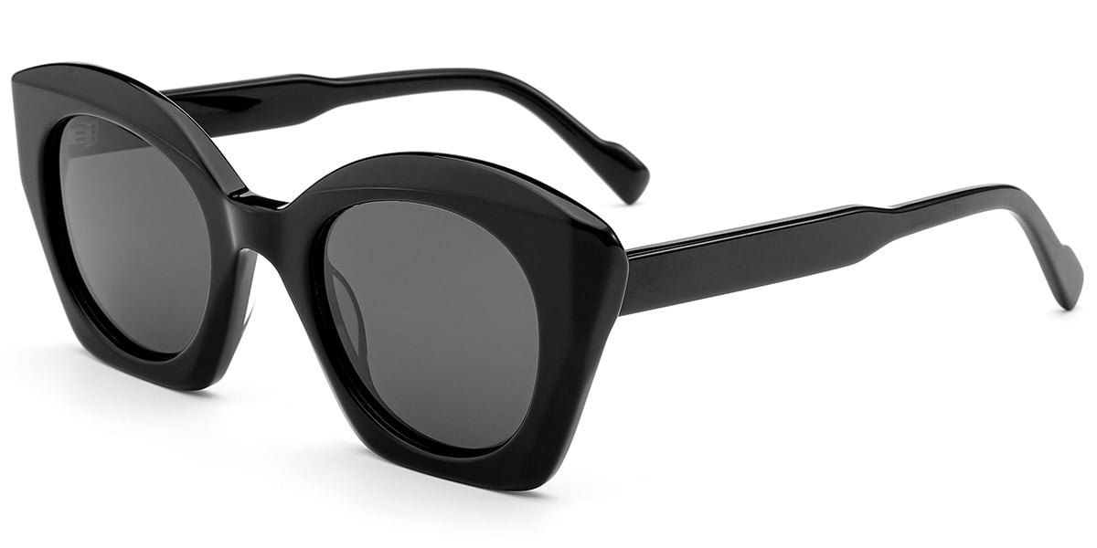 Acetate Square Sunglasses black+dark_grey_polarized