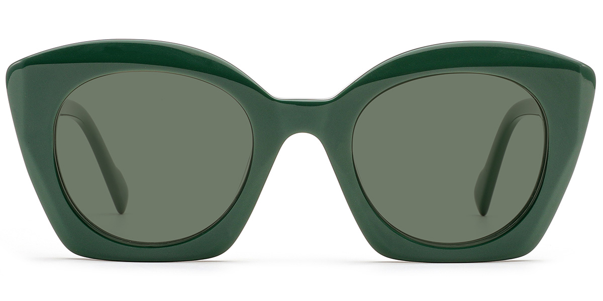 Acetate Square Sunglasses green+dark_green_polarized