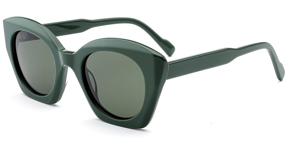 Acetate Square Sunglasses green+dark_green_polarized