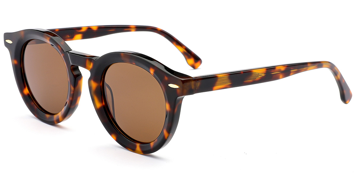 Acetate Round Sunglasses tortoiseshell+amber_polarized