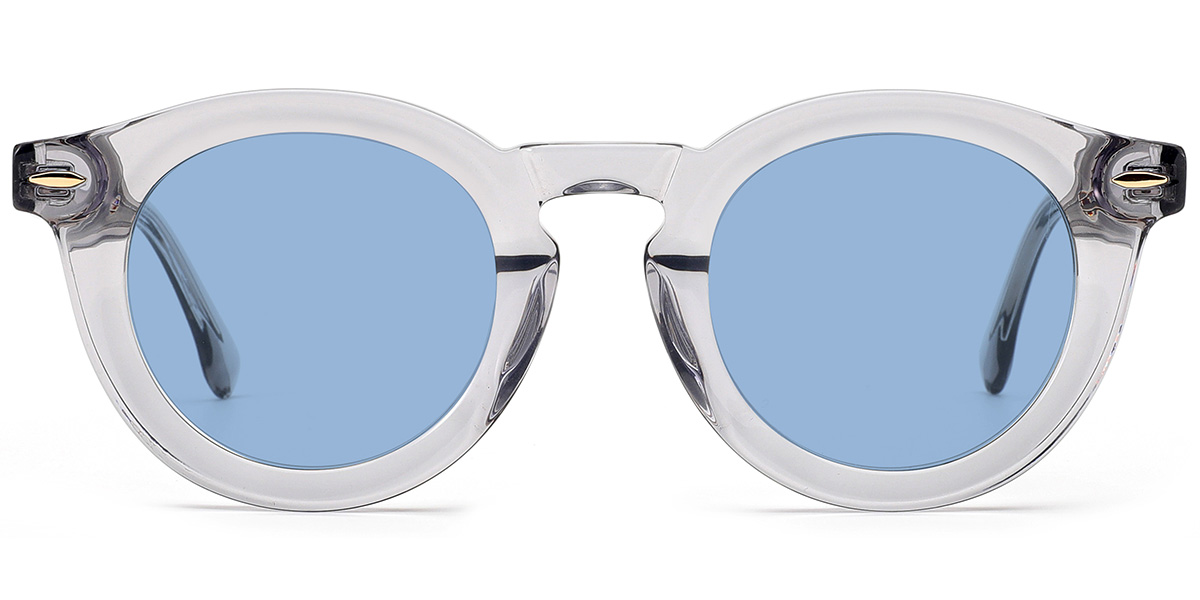 Acetate Round Sunglasses translucent-grey+blue_polarized