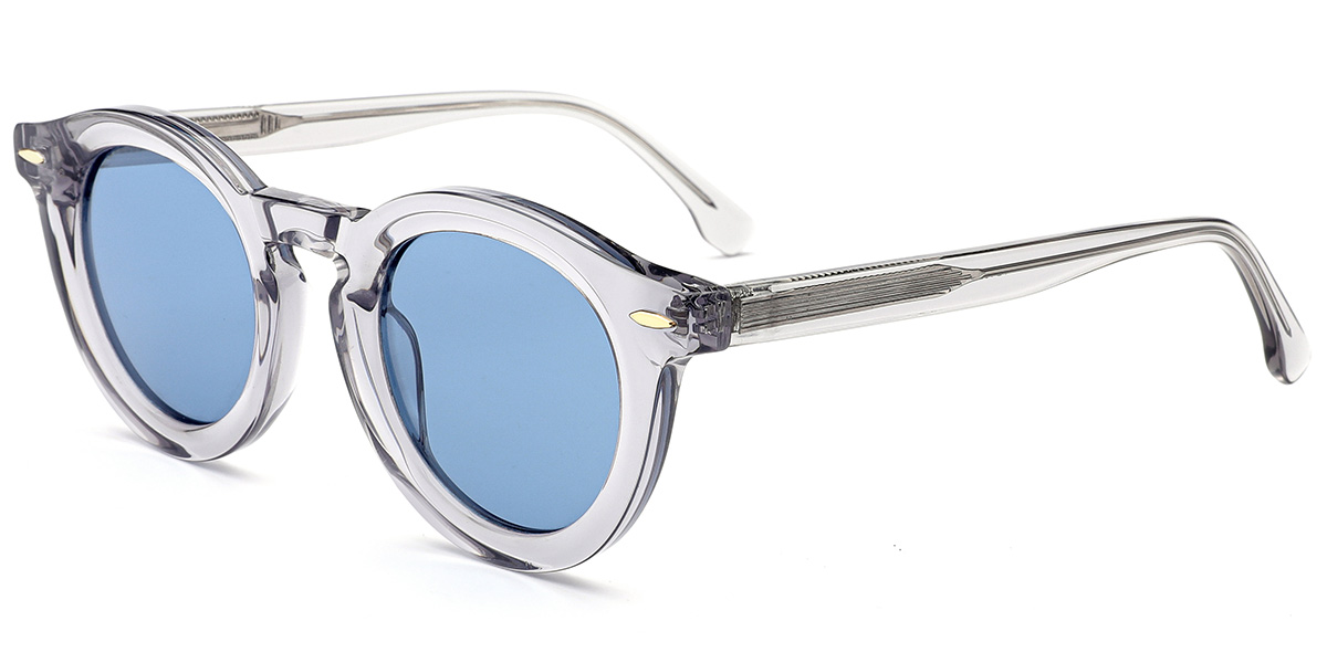 Acetate Round Sunglasses translucent-grey+blue_polarized