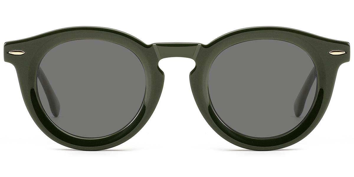 Acetate Round Sunglasses green+dark_grey_polarized