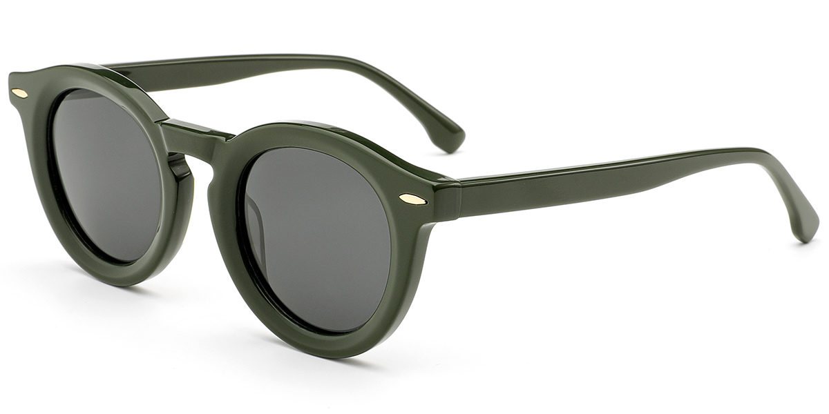 Acetate Round Sunglasses green+dark_grey_polarized