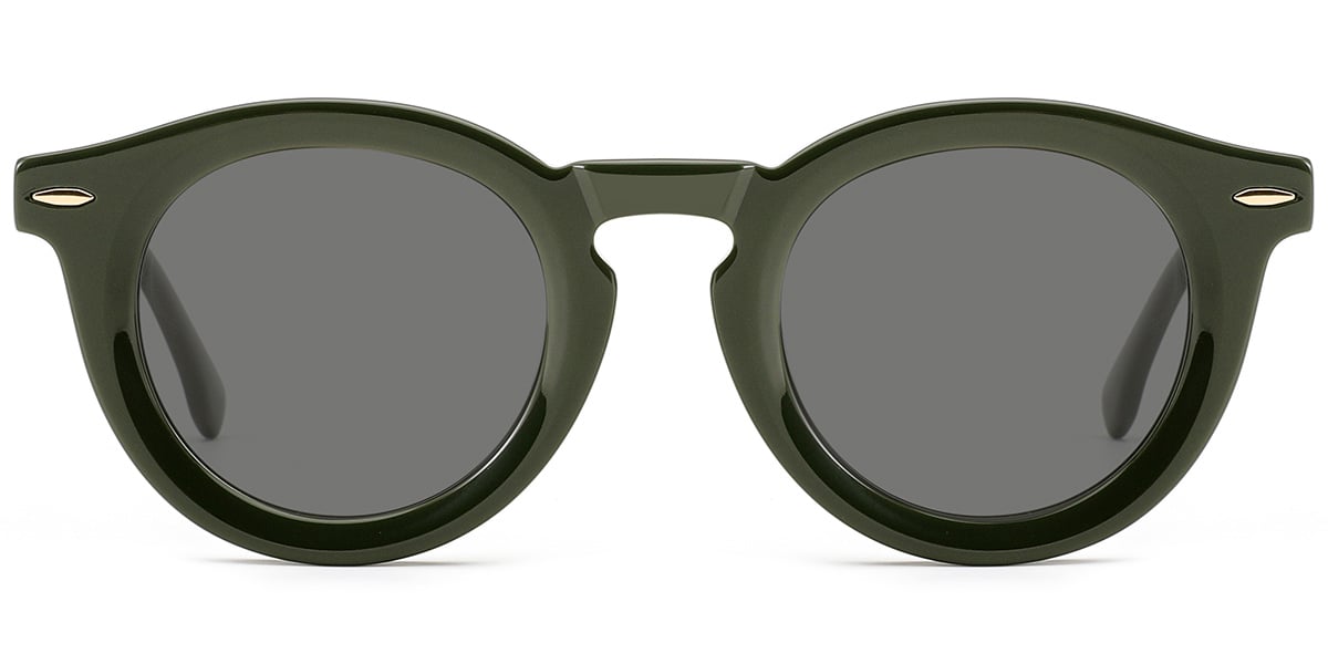 Acetate Round Sunglasses green+dark_grey_polarized