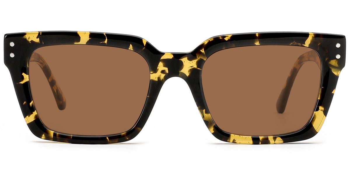 Acetate Rectangle Sunglasses tortoiseshell+amber_polarized