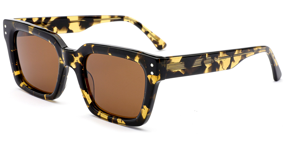 Acetate Rectangle Sunglasses tortoiseshell+amber_polarized