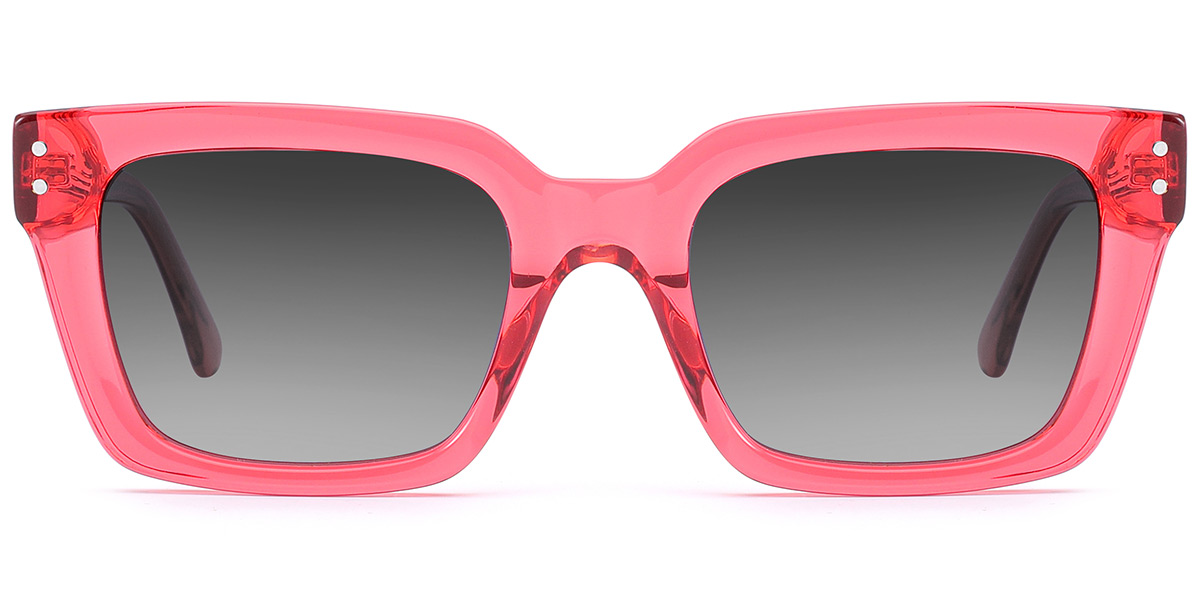 Acetate Rectangle Sunglasses translucent-red+gradient_grey_polarized