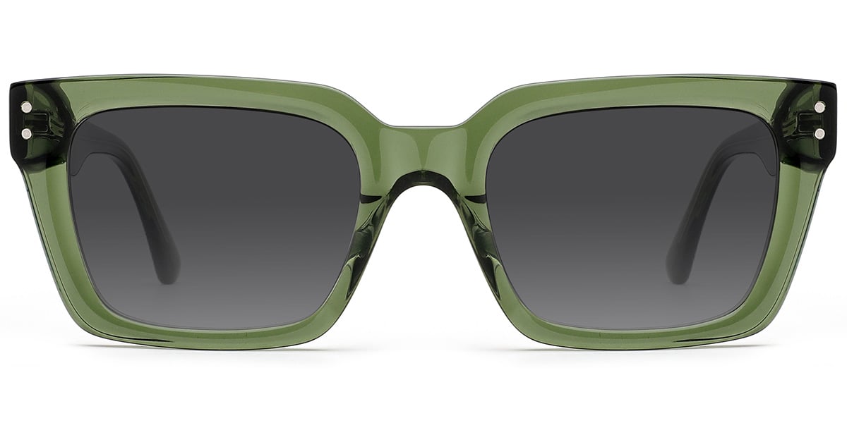 Acetate Rectangle Sunglasses translucent-green+gradient_grey_polarized