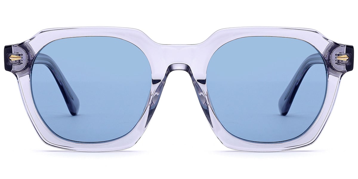 Acetate Square Sunglasses translucent-grey+blue_polarized