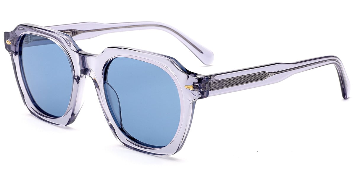 Acetate Square Sunglasses translucent-grey+blue_polarized