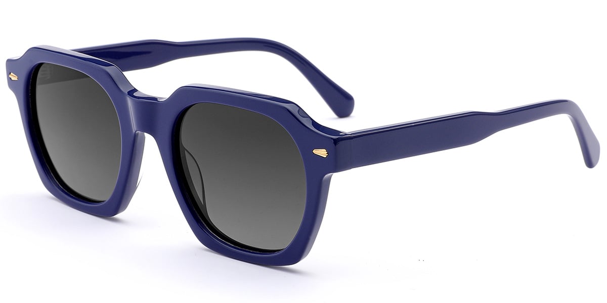 Acetate Square Sunglasses blue+gradient_grey_polarized