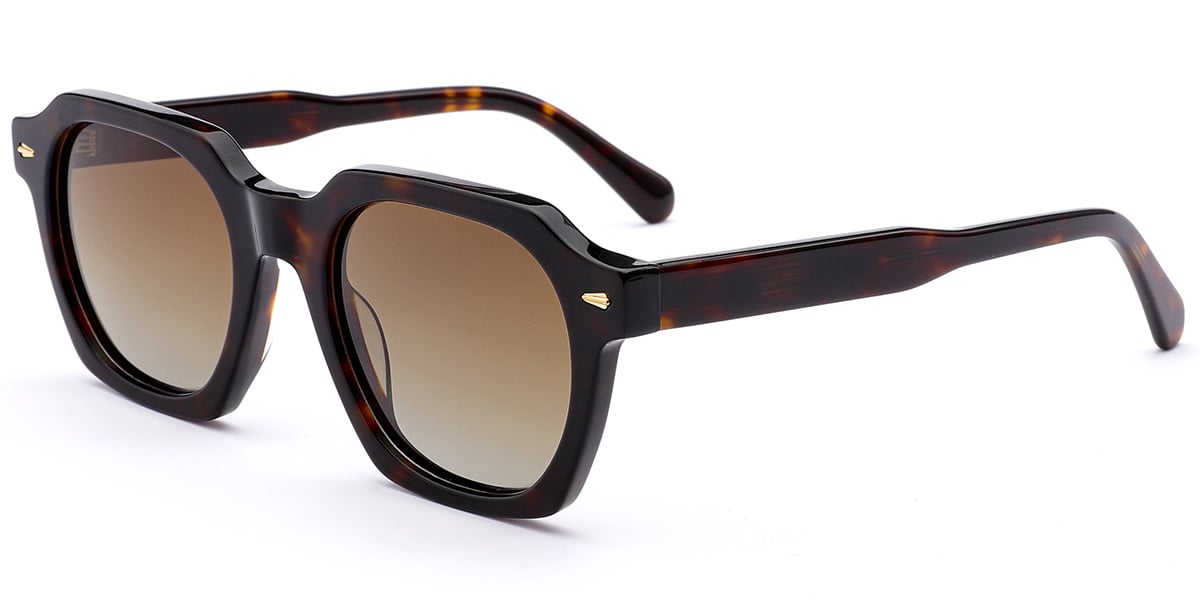 Acetate Square Sunglasses tortoiseshell+gradient_amber_polarized