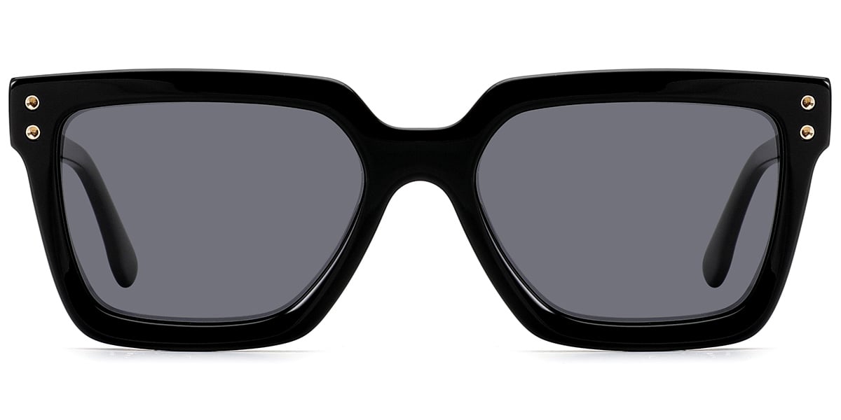 Acetate Square Sunglasses black+dark_grey_polarized