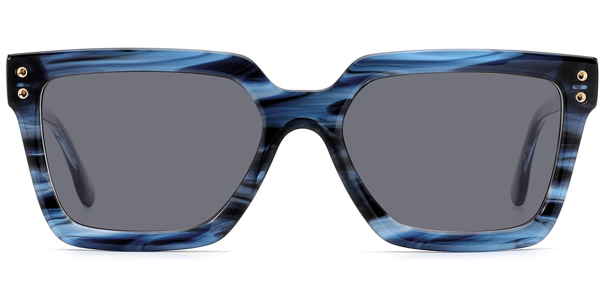 Acetate Square Sunglasses pattern-blue+dark_grey_polarized