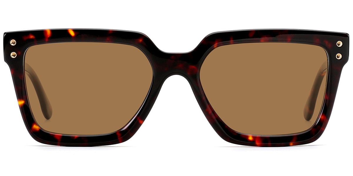 Acetate Square Sunglasses tortoiseshell+amber_polarized