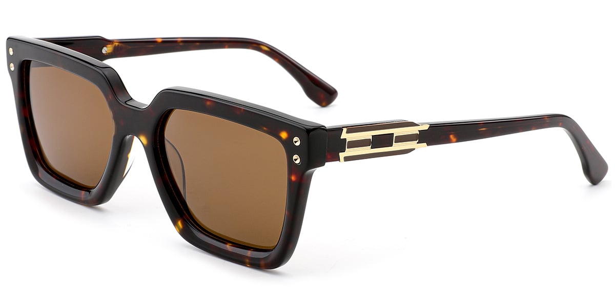 Acetate Square Sunglasses tortoiseshell+amber_polarized