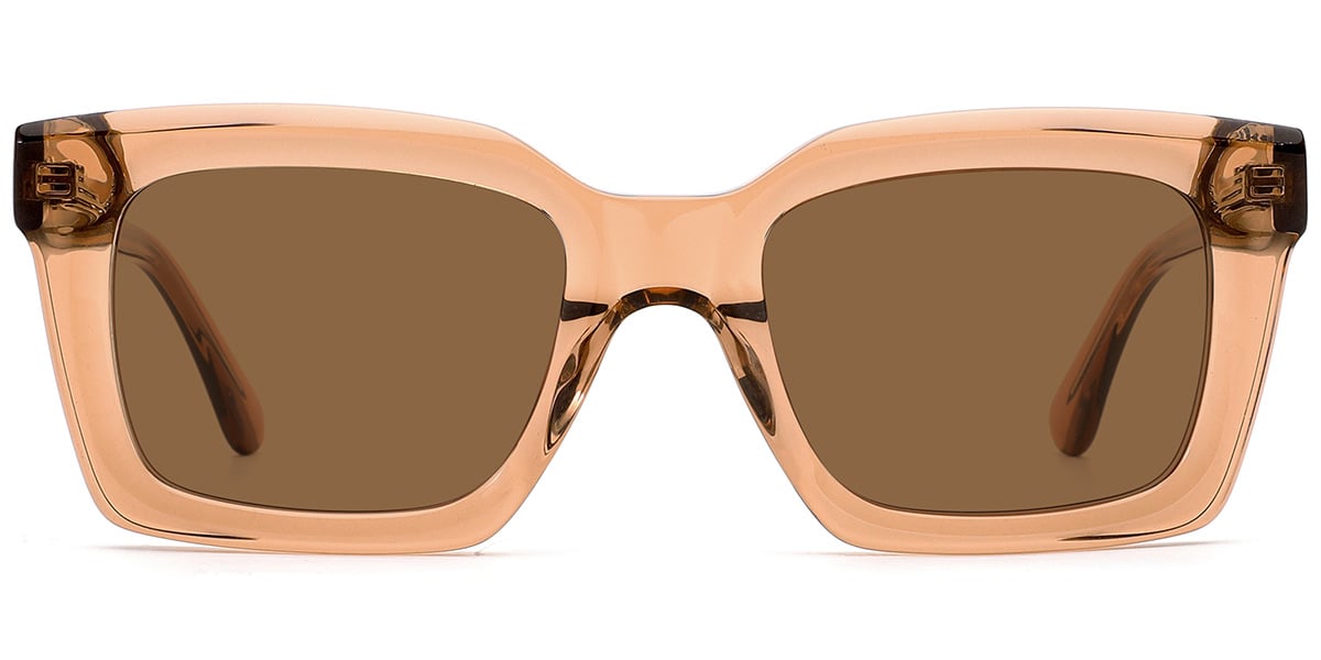 Acetate Square Sunglasses translucent-brown+amber_polarized