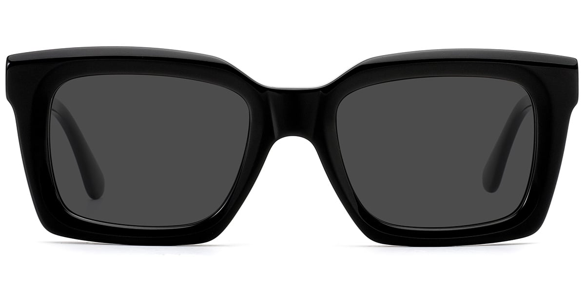 Acetate Square Sunglasses black+dark_grey_polarized