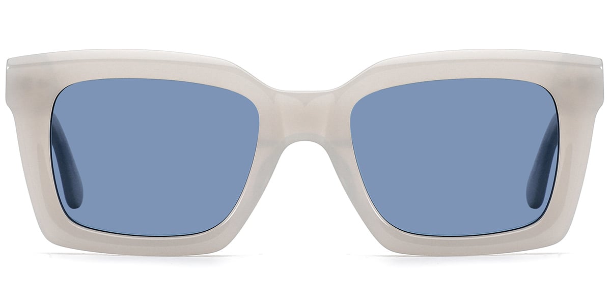 Acetate Square Sunglasses white+blue_polarized