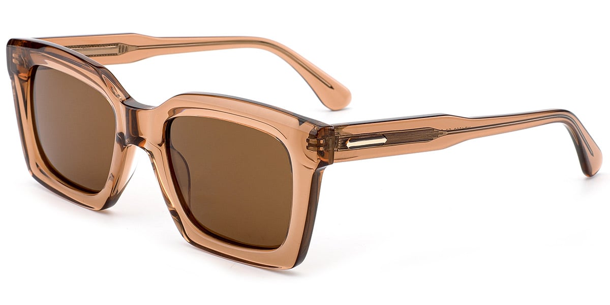 Acetate Square Sunglasses translucent-brown+amber_polarized