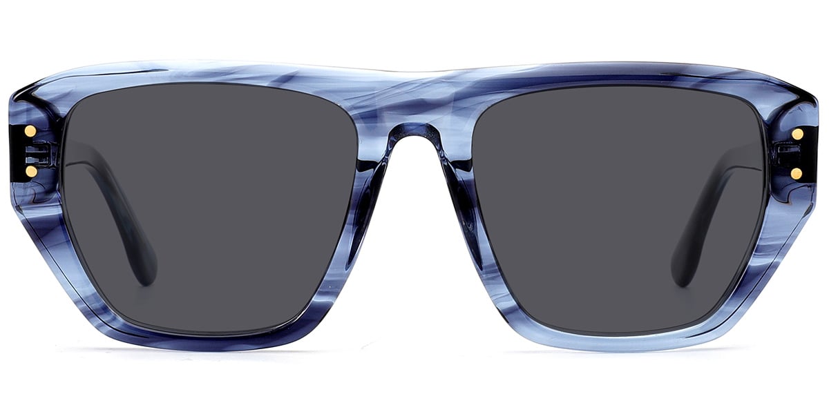 Acetate Square Sunglasses pattern-blue+dark_grey_polarized