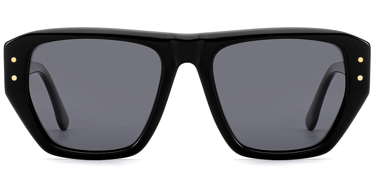 Acetate Square Sunglasses black+dark_grey_polarized