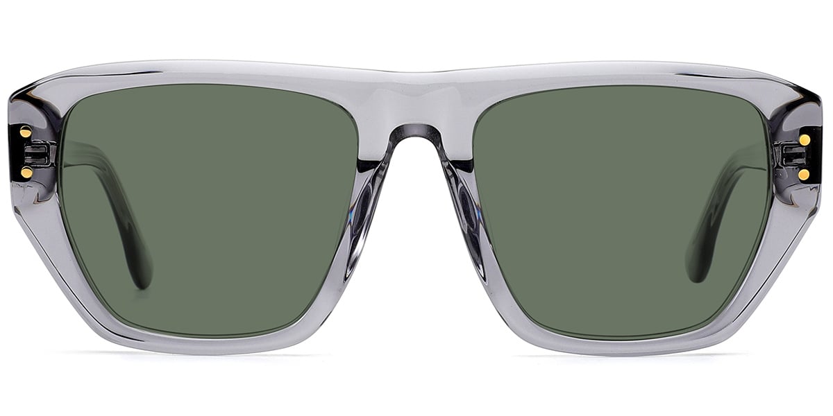 Acetate Square Sunglasses translucent-grey+dark_green_polarized