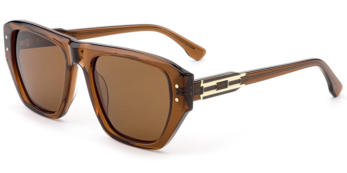 Acetate Square Sunglasses translucent-brown+amber_polarized