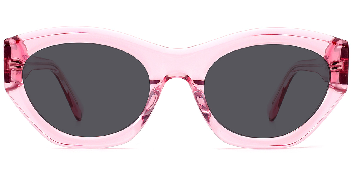 Acetate Geometric Sunglasses translucent-pink+dark_grey_polarized