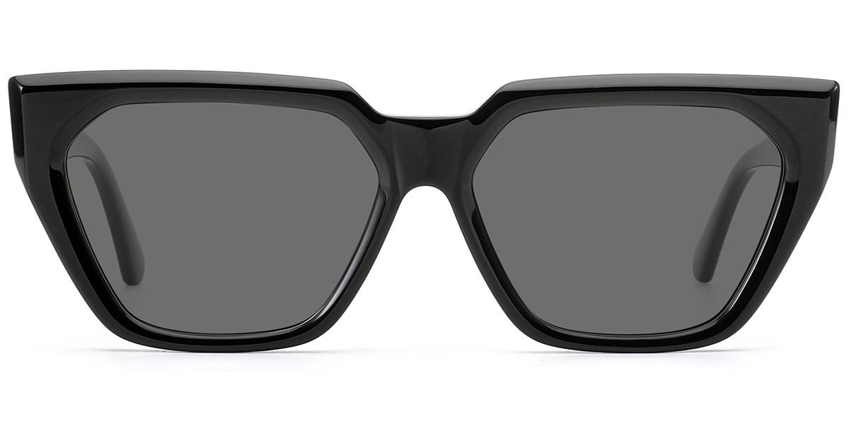 Acetate Square Sunglasses black+dark_grey_polarized