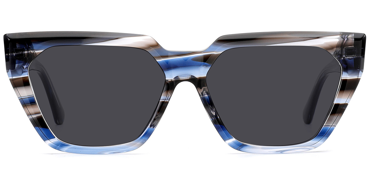 Acetate Square Sunglasses pattern-blue+dark_grey_polarized