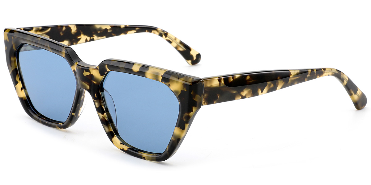 Acetate Square Sunglasses tortoiseshell+blue_polarized