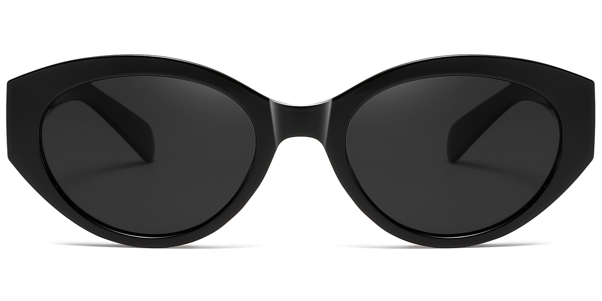 Acetate Oval Sunglasses black+dark_grey_polarized