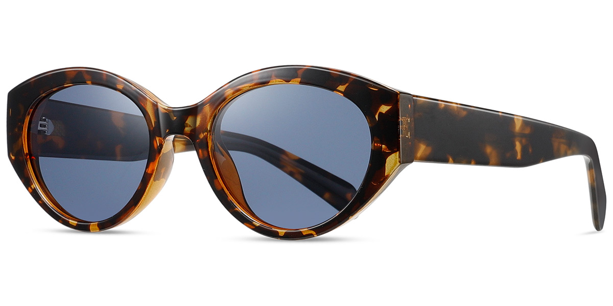 Acetate Oval Sunglasses tortoiseshell+blue_polarized