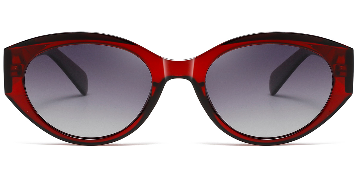 Acetate Oval Sunglasses translucent-red+gradient_grey_polarized