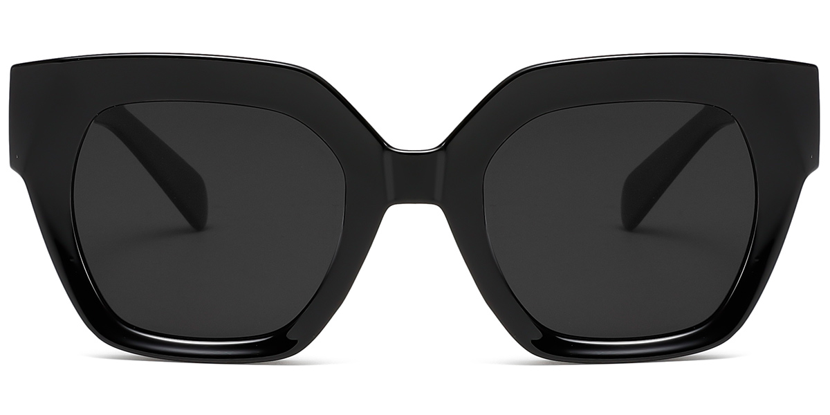 Acetate Square Sunglasses black+dark_grey_polarized