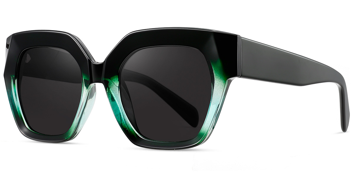 Acetate Square Sunglasses gradient_green+dark_grey_polarized