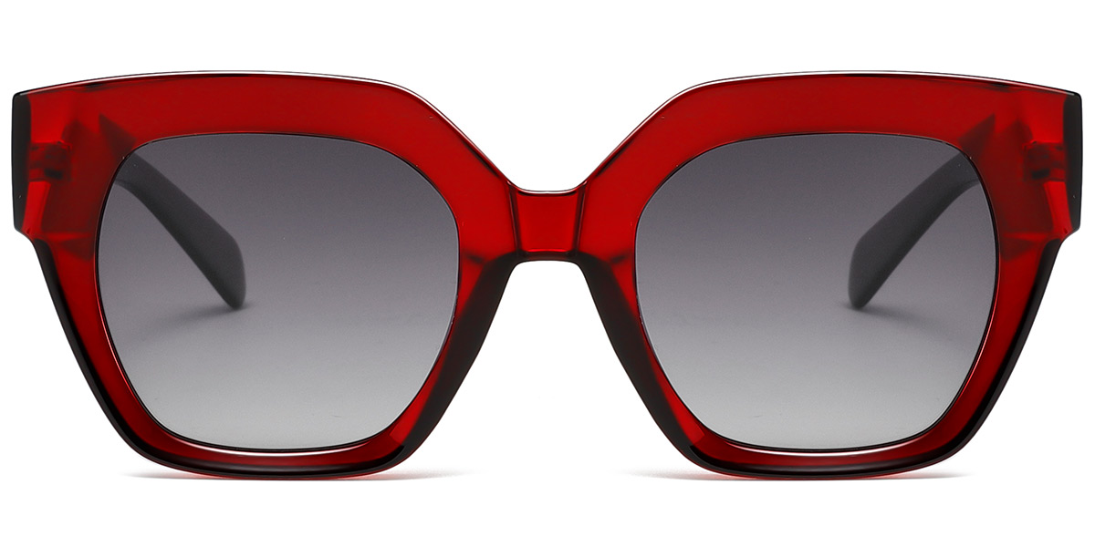 Acetate Square Sunglasses translucent-red+gradient_grey_polarized