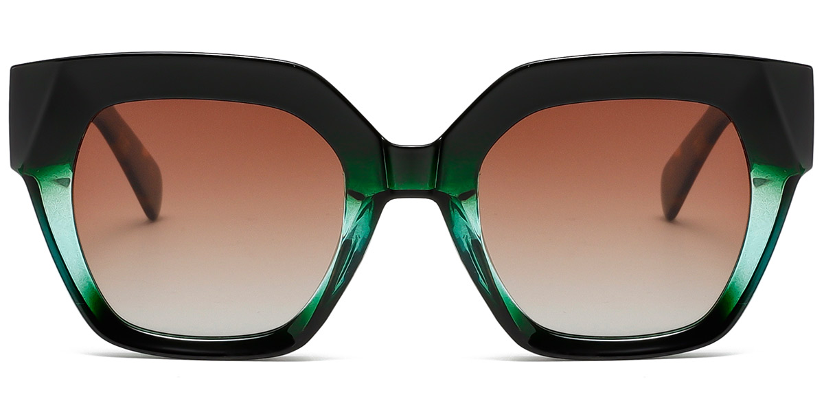 Acetate Square Sunglasses translucent-green+gradient_amber_polarized