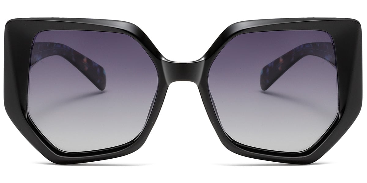 Acetate Geometric Sunglasses black+gradient_grey_polarized