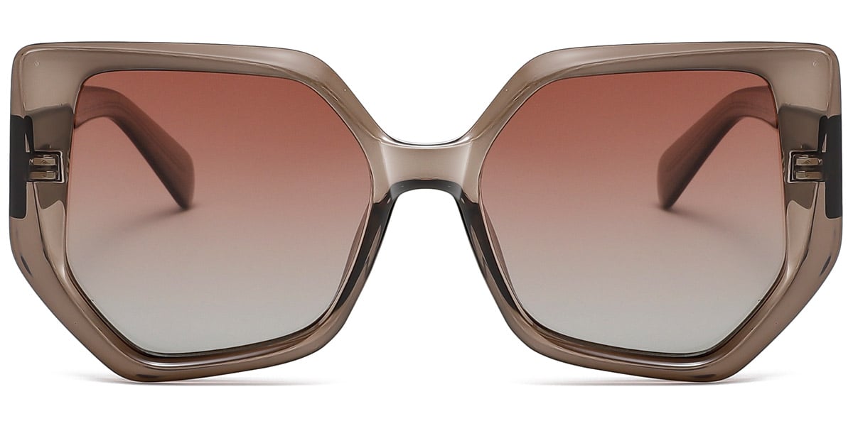 Acetate Geometric Sunglasses translucent-brown+gradient_amber_polarized