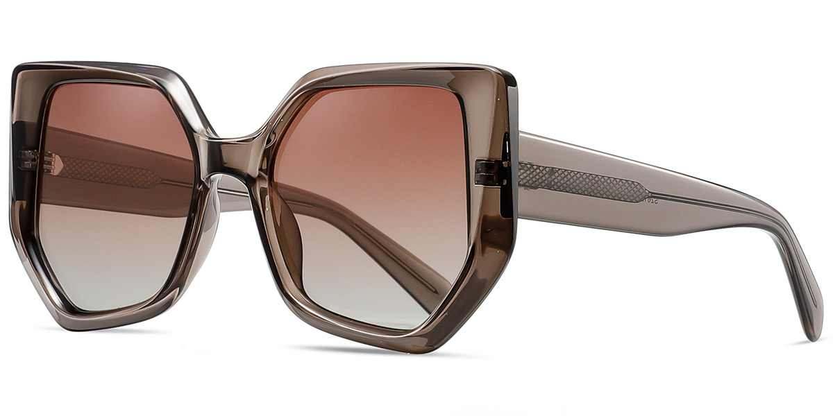 Acetate Geometric Sunglasses translucent-brown+gradient_amber_polarized