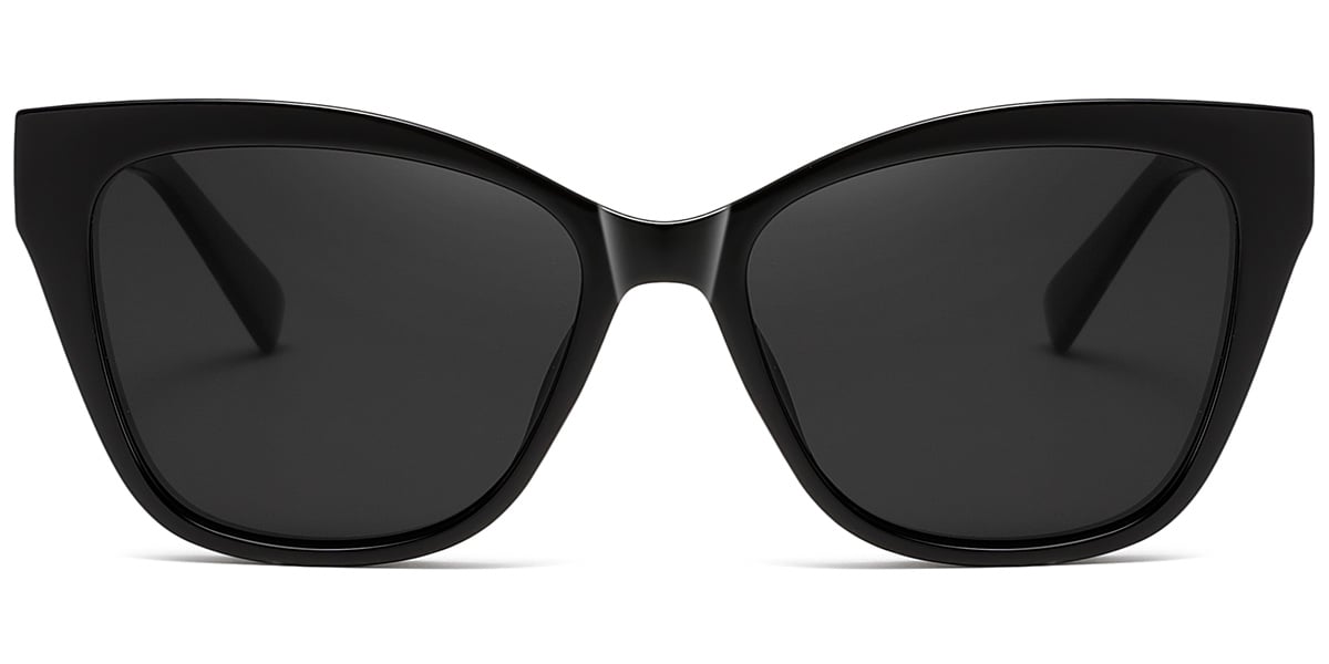 Acetate Cat Eye Sunglasses black+dark_grey_polarized