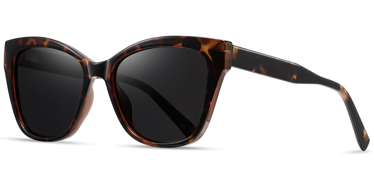 Acetate Cat Eye Sunglasses tortoiseshell+dark_grey_polarized