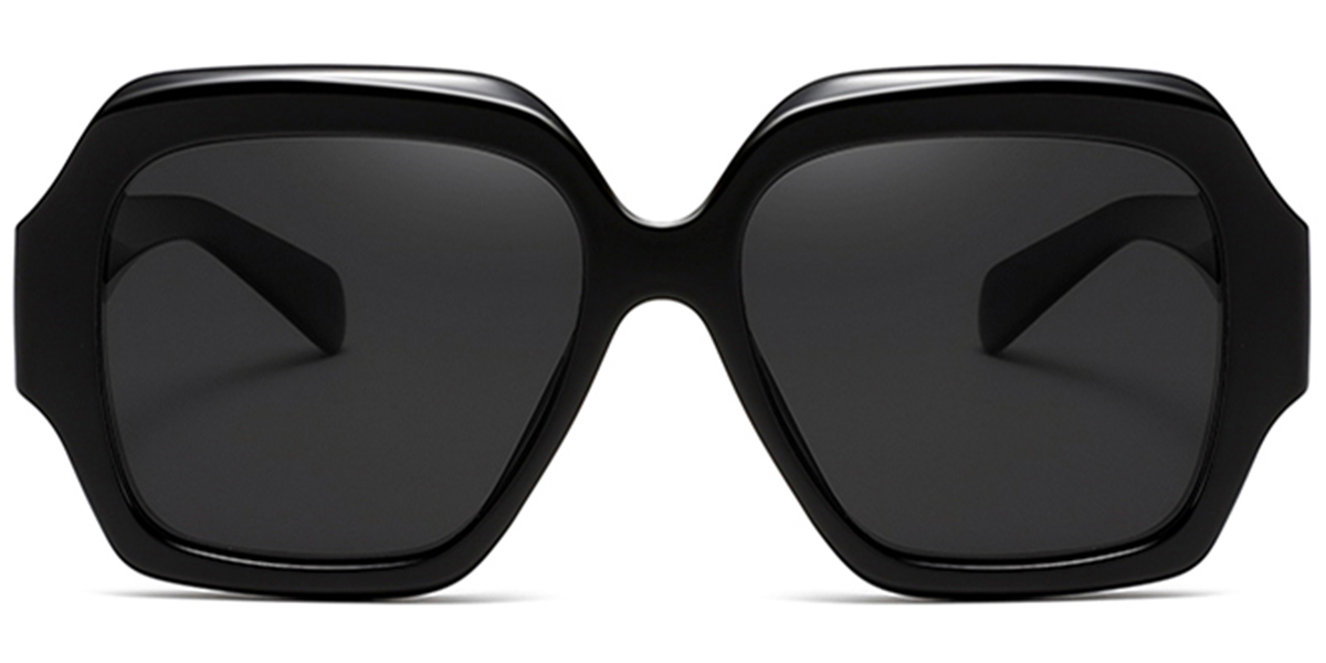 Acetate Square Sunglasses black+dark_grey_polarized