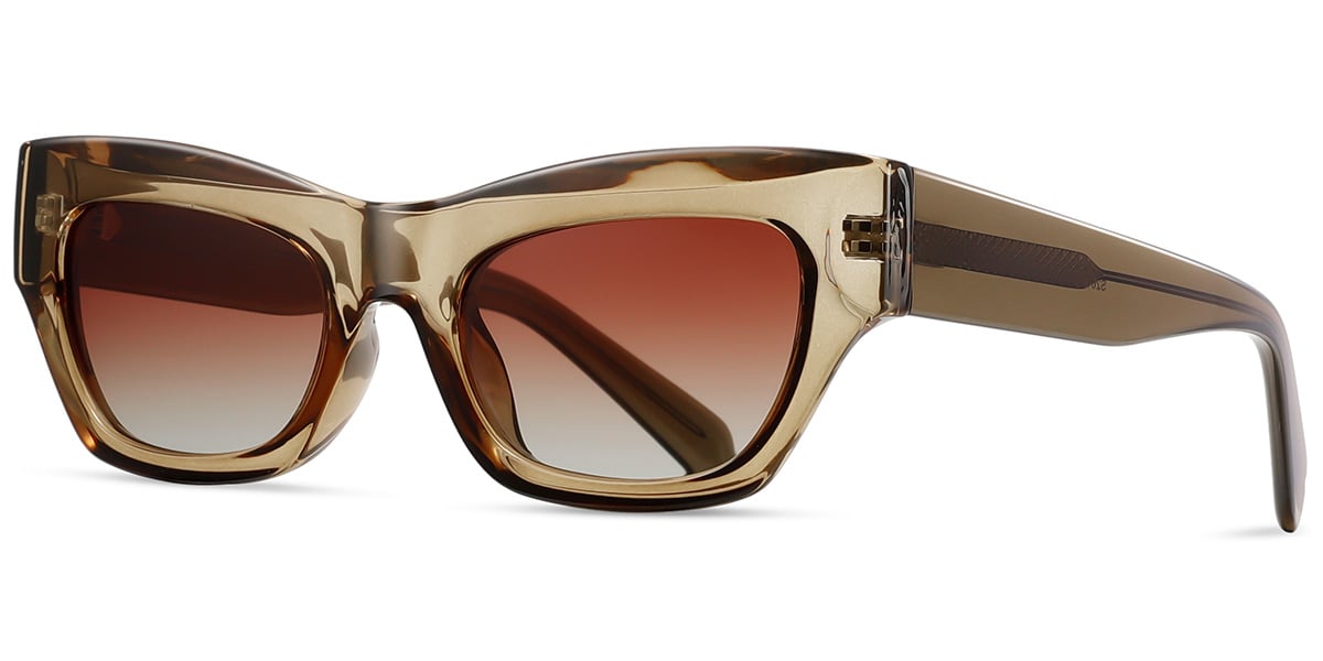 Acetate Rectangle Sunglasses translucent-brown+gradient_amber_polarized