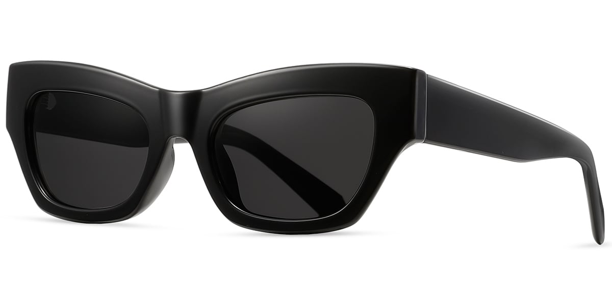 Acetate Rectangle Sunglasses black+dark_grey_polarized