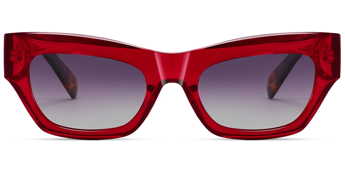 Acetate Rectangle Sunglasses translucent-red+gradient_grey_polarized