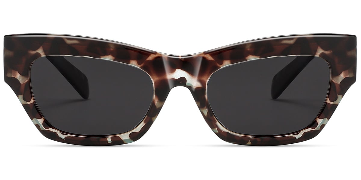 Acetate Rectangle Sunglasses pattern-brown+dark_grey_polarized